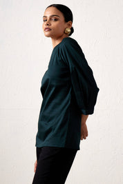 Midori Puffed Sleeves Top - Green