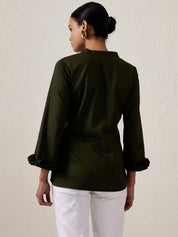 Sprite Smocked Sleeve Top - Olive Green