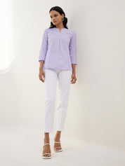 Heather High-Low Pleated Top-Lavender