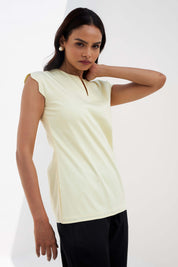 Yuzu Scalloped Sleeves Top - Yellow