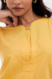 Tangelo Neck Band Detail Top - Yellow