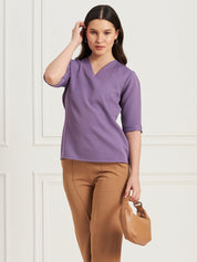 Genteel V-Neck Top-Purple