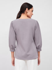 Iridium Turn-up Neck Top - Dusty Purple