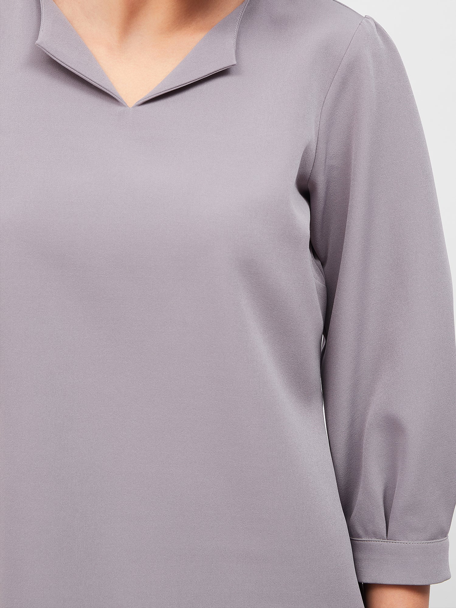 Iridium Turn-up Neck Top - Dusty Purple