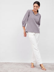 Iridium Turn-up Neck Top - Dusty Purple