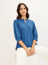 Iridium Turn-up Neck Top-English Blue
