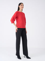 Coconut lantern sleeve top-Salsa Red