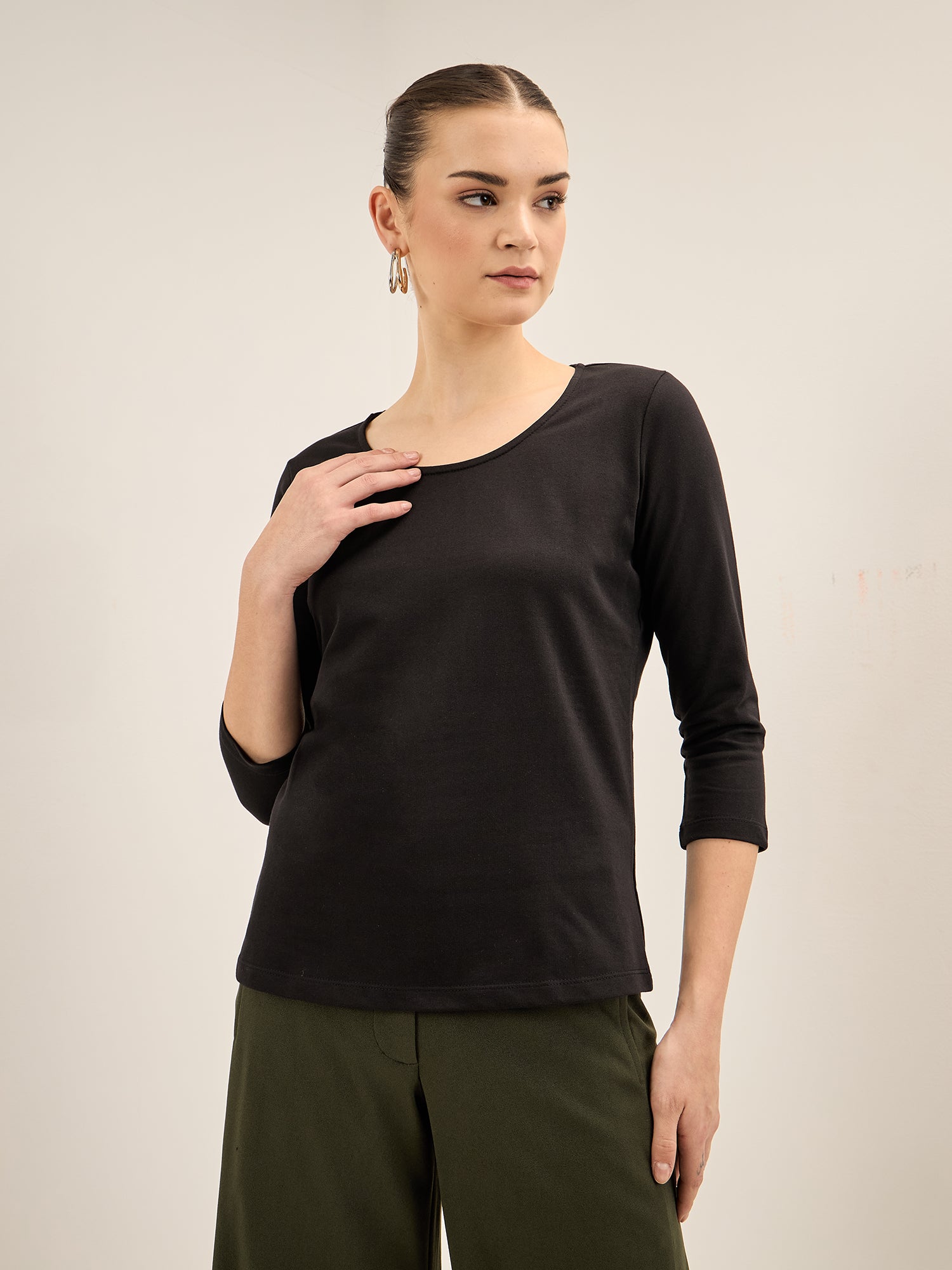 Tender Tee-Black Scoop Neck T-Shirt - Black