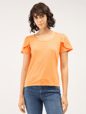 Femme Tee Petal Sleeves T-Shirt - Orange