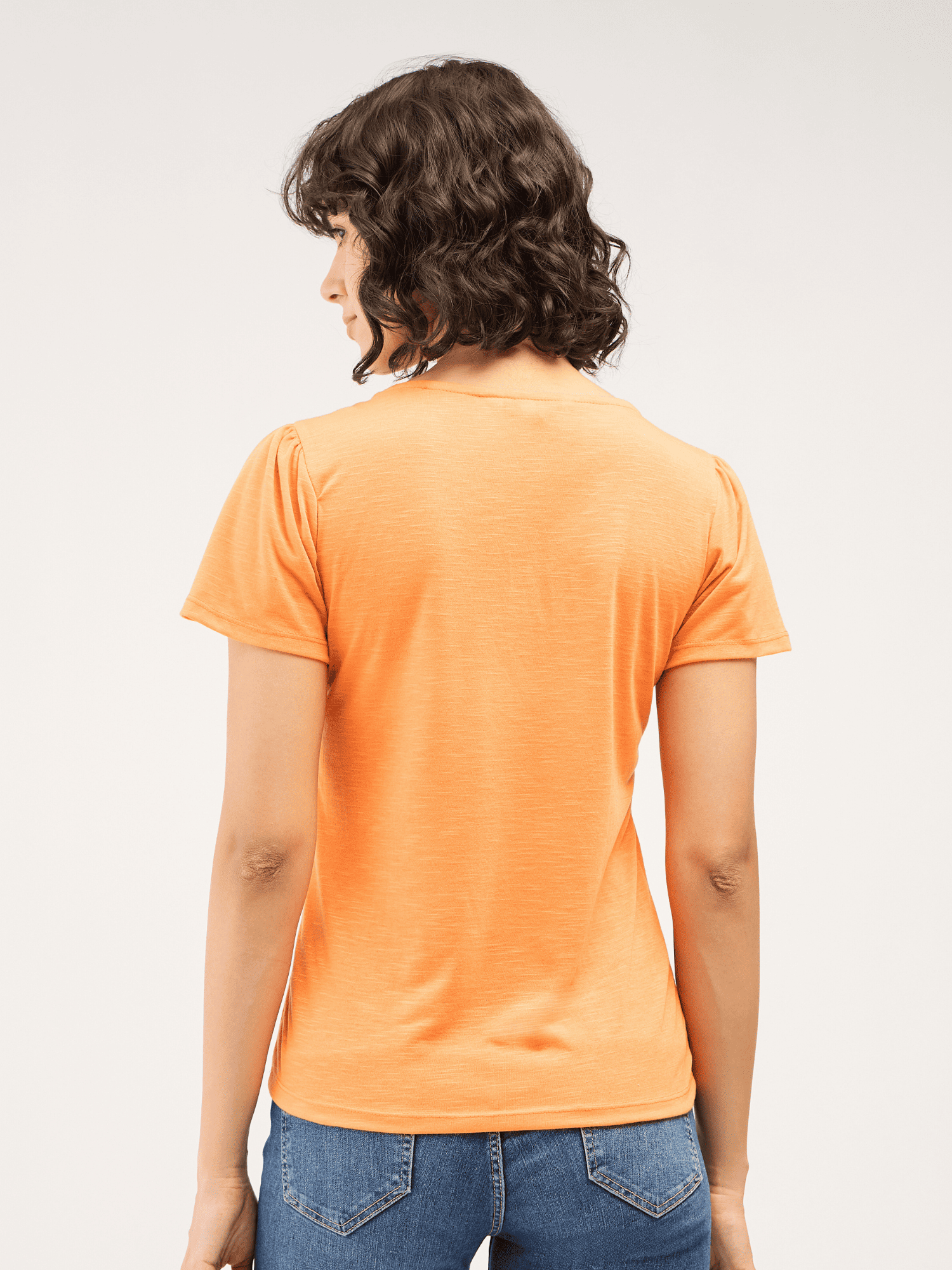 Femme Tee Petal Sleeves T-Shirt - Orange