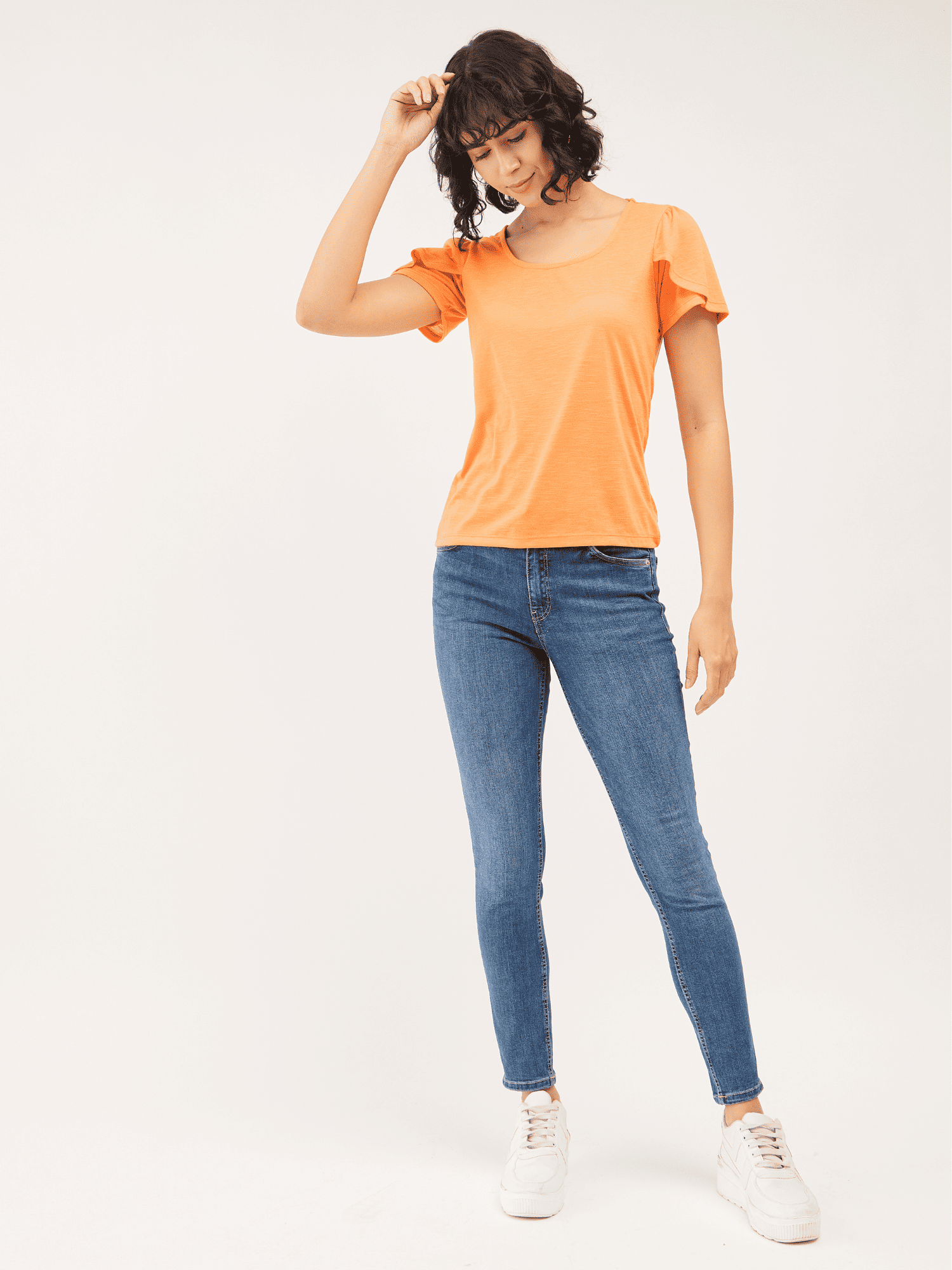 Femme Tee Petal Sleeves T-Shirt - Orange