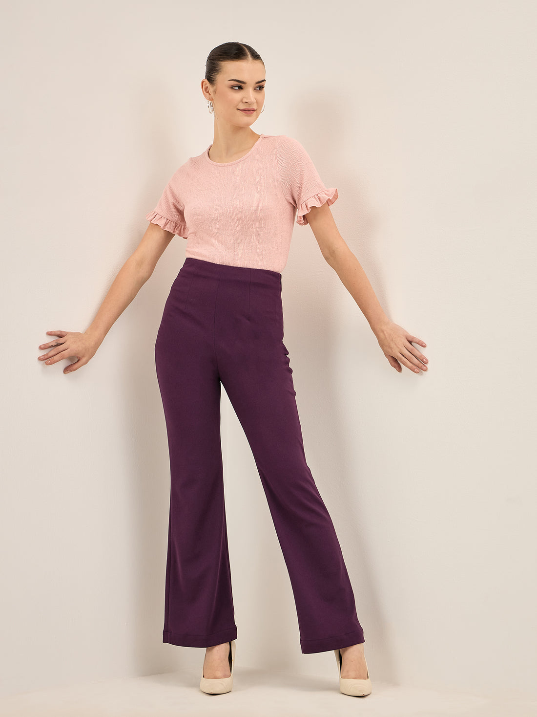 Supple Tee-Pink Ruffled Sleeves T-Shirt - Pink