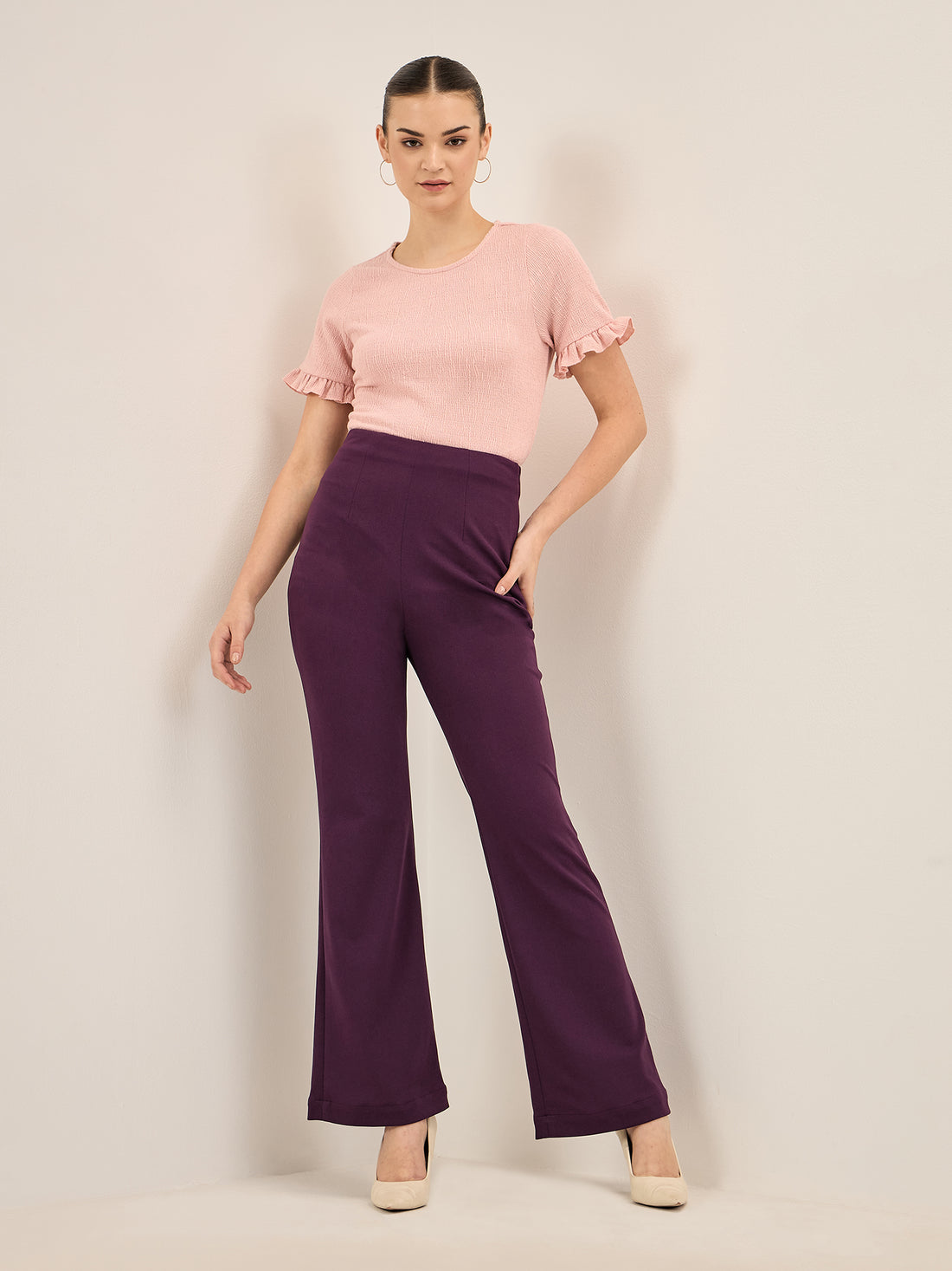 Supple Tee-Pink Ruffled Sleeves T-Shirt - Pink