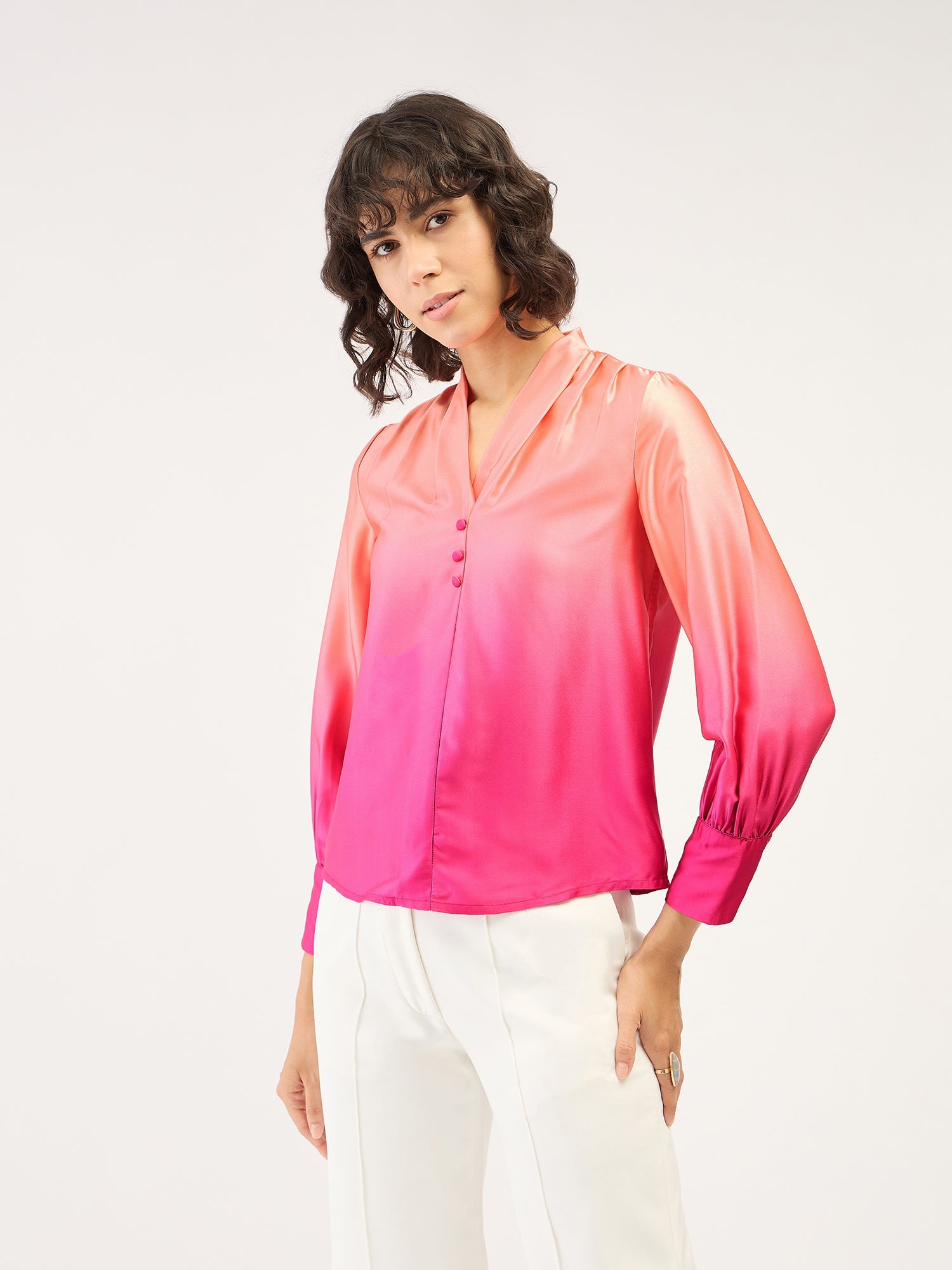 Fiji Ombre Faux Button Top - Multicolor