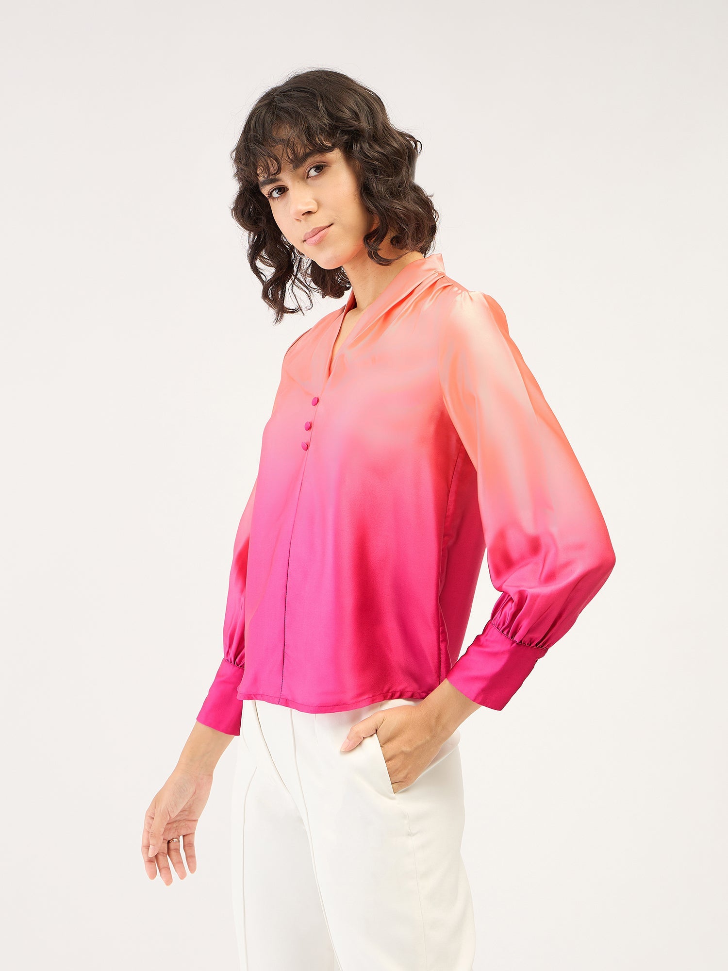 Fiji Ombre Faux Button Top - Multicolor