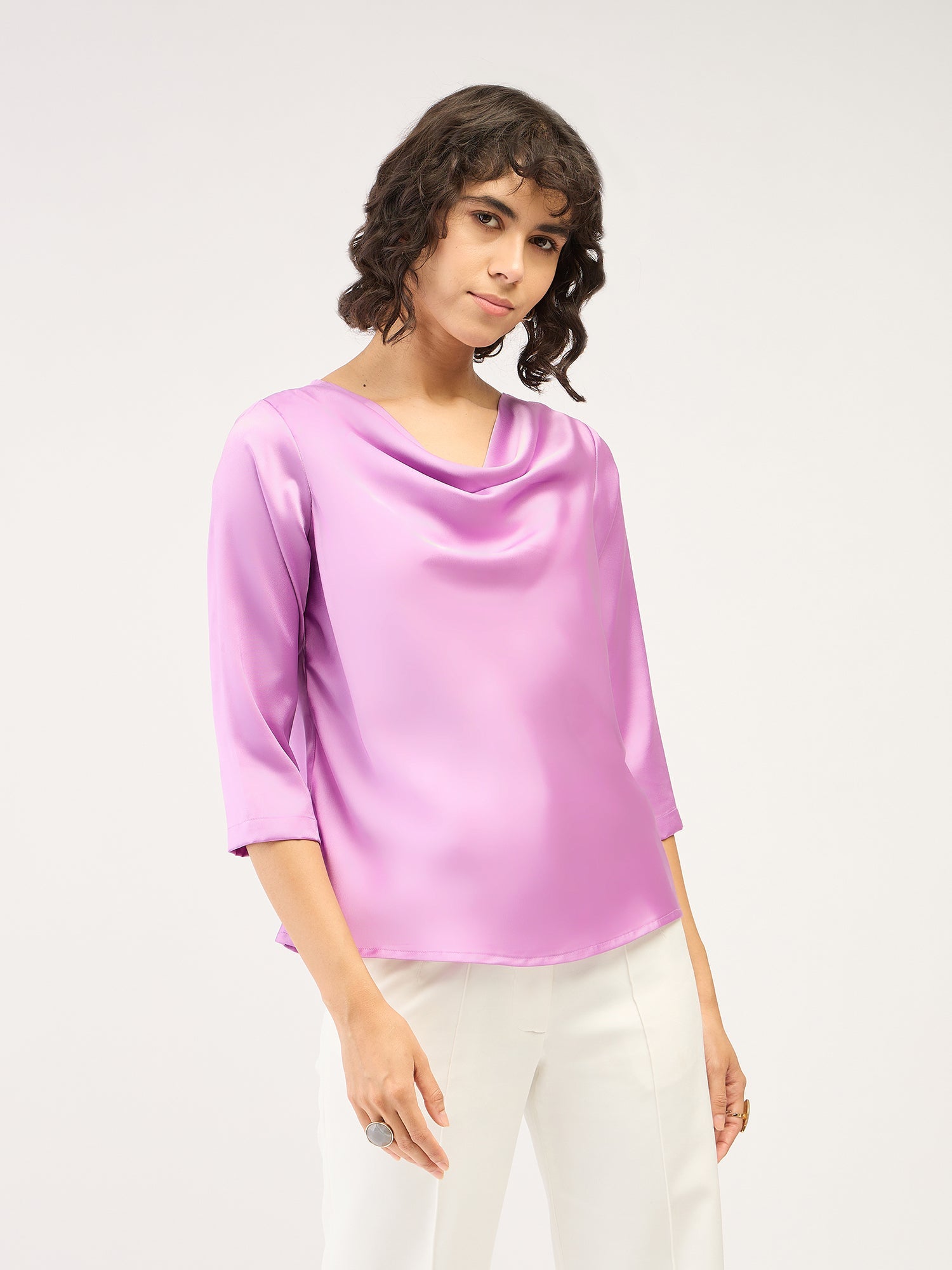 Cuba Cowl Neck Top - Lavender