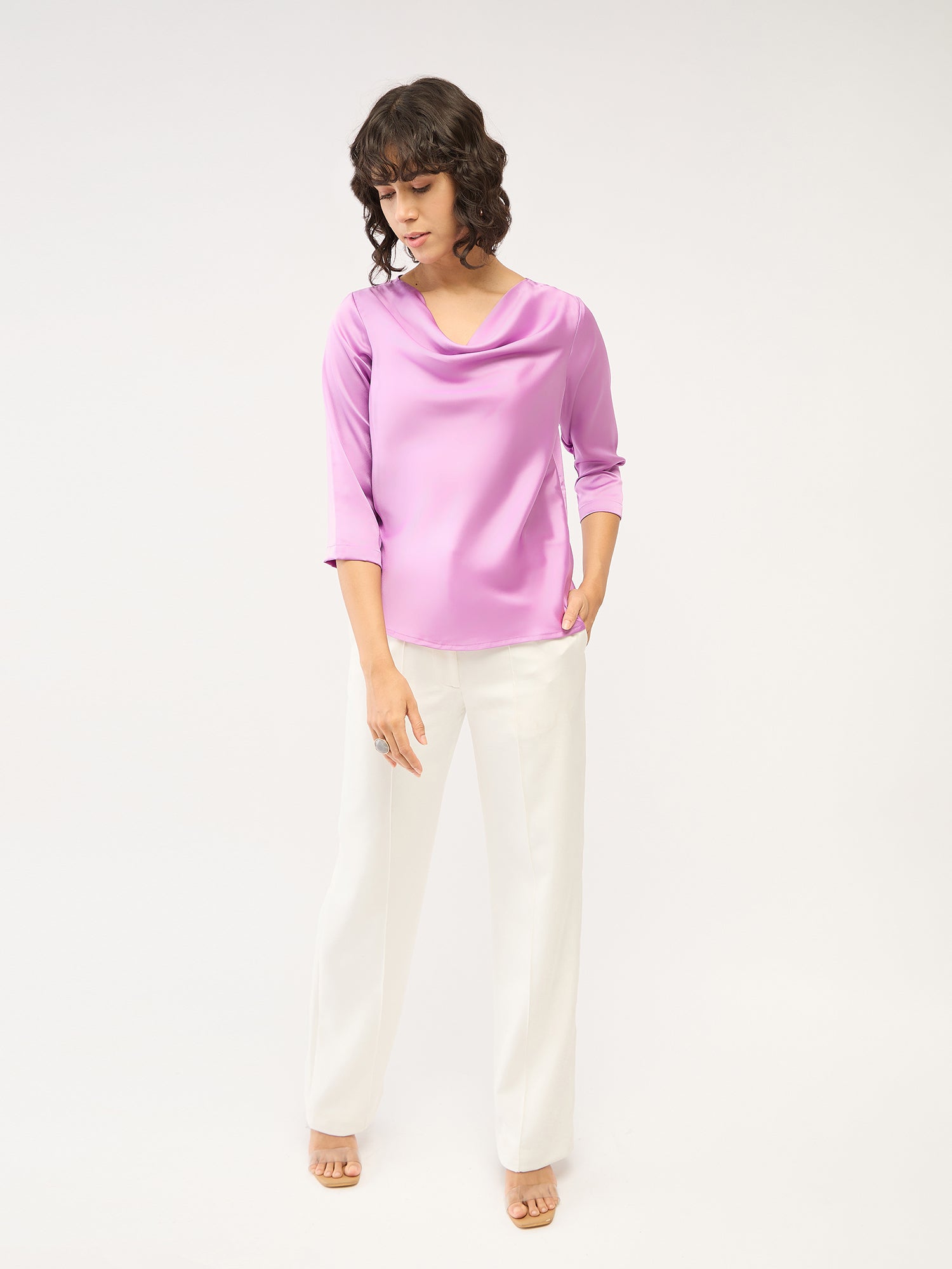 Cuba Cowl Neck Top - Lavender