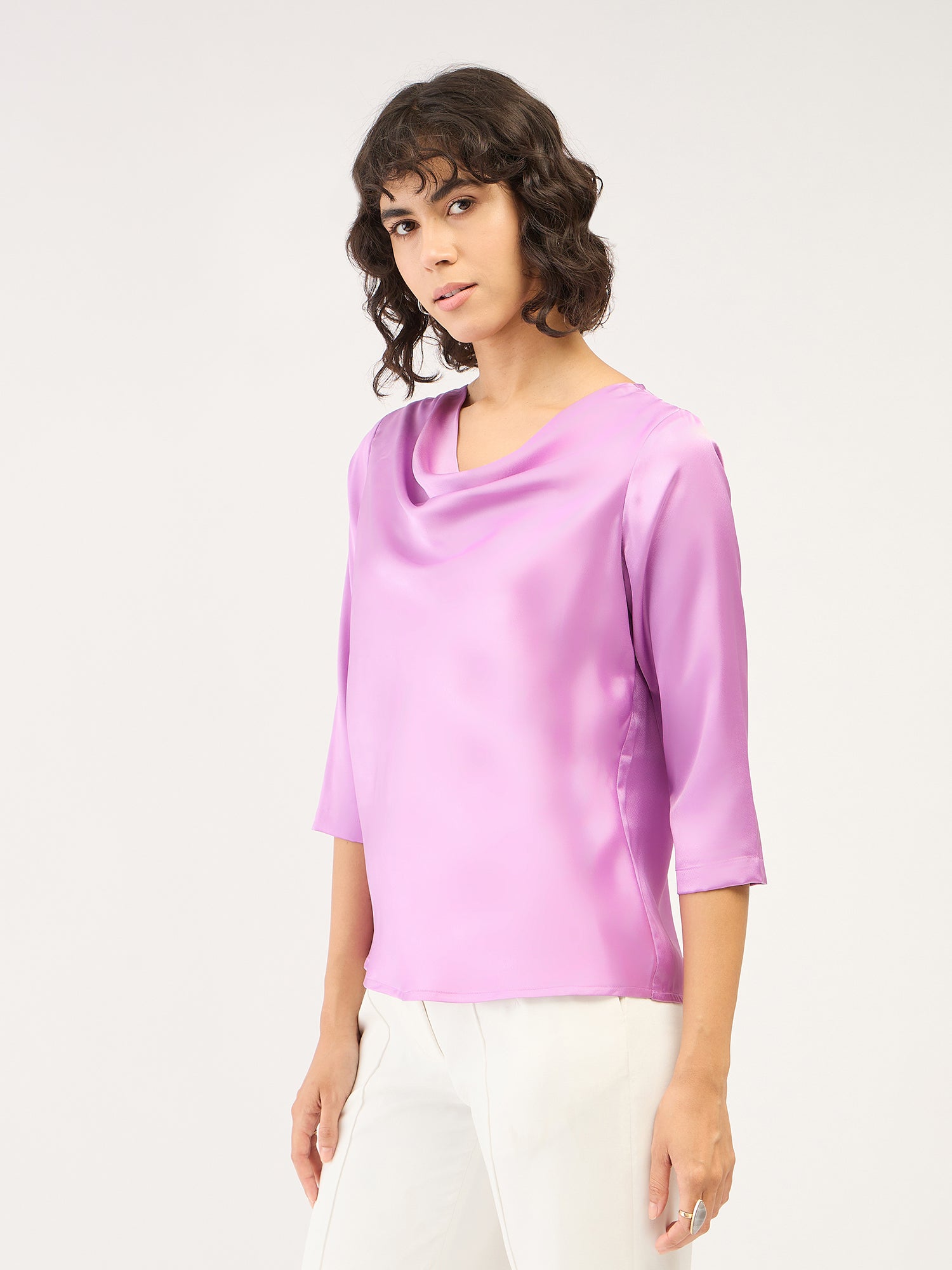 Cuba Cowl Neck Top - Lavender