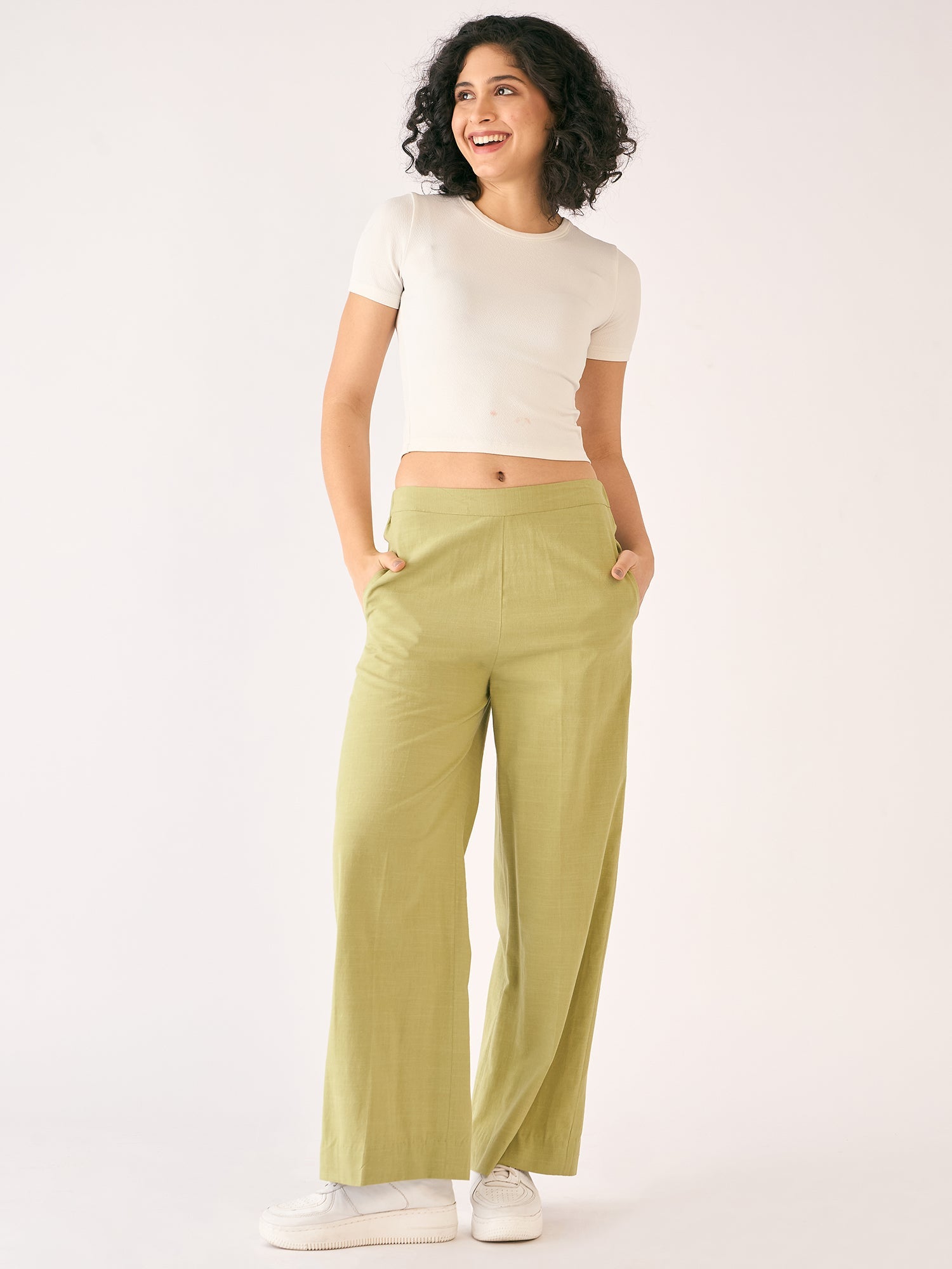 Wasabi Wide Legged Trousers-Green