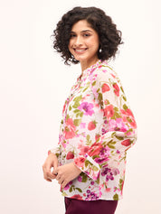 Lizzie Floral Ruffled Top - Multicolor