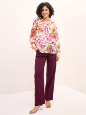 Lizzie Floral Ruffled Top - Multicolor