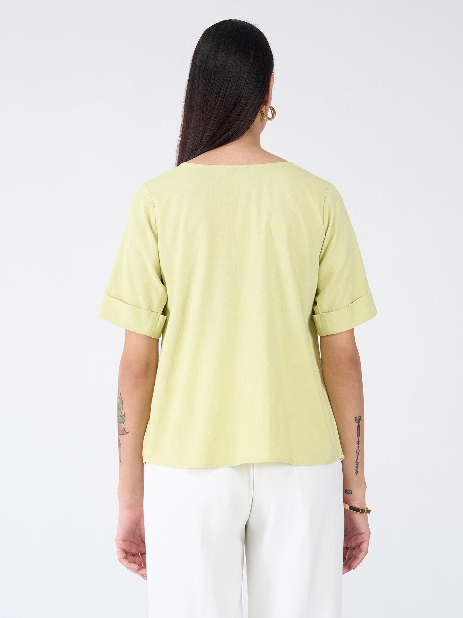 Botanica Pintuck Detail Top-Pastel Green