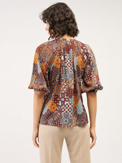 Gypsy Paisley Button Down Top-Multicolor