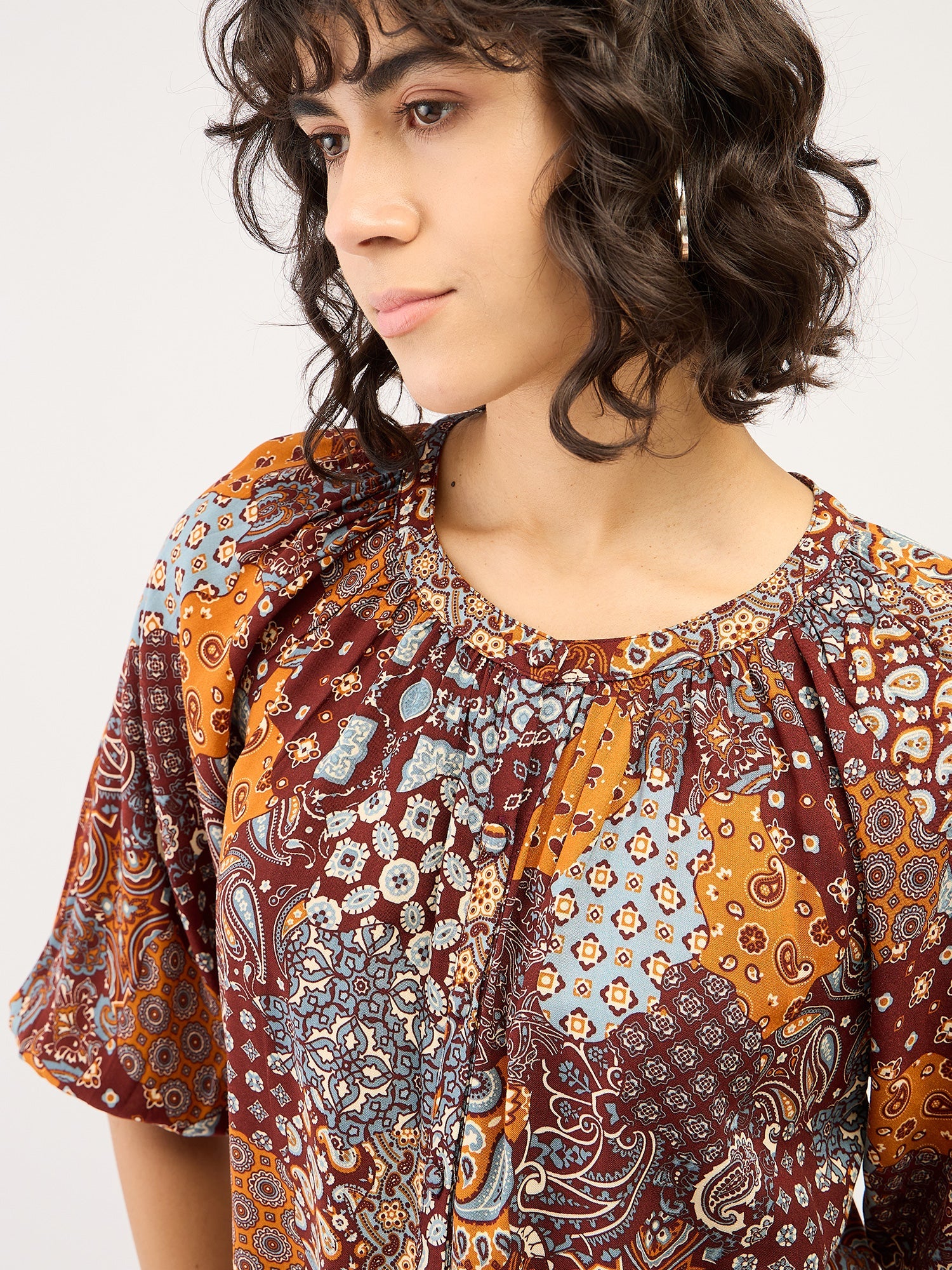 Gypsy Paisley Button Down Top-Multicolor