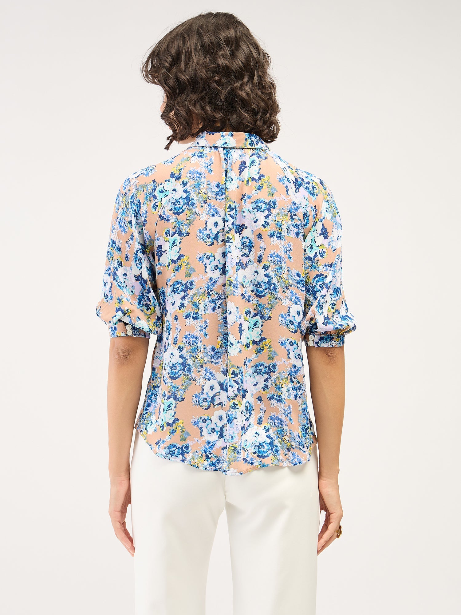 Crossandra Floral Collared Top-Multicolor