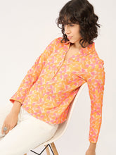 Axiom Geometric Collared Top - Multicolor