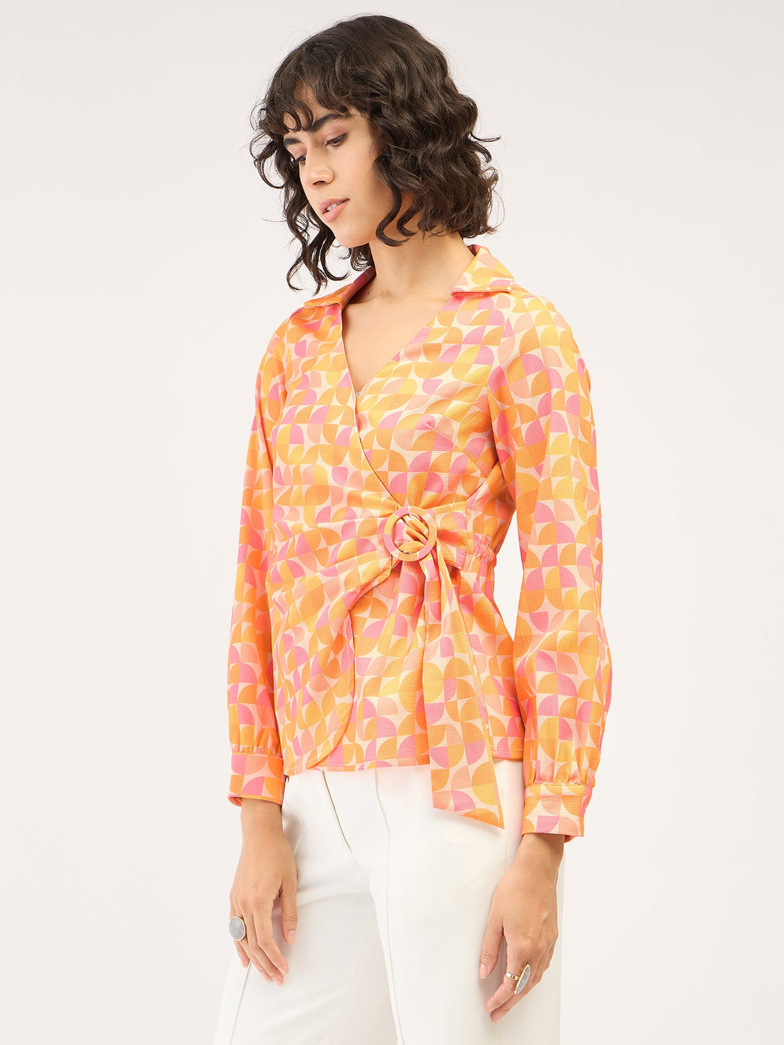Montage Geometric Wrap Top - Multicolor