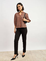 Cuboid Geometric Button Down Top - Multicolor