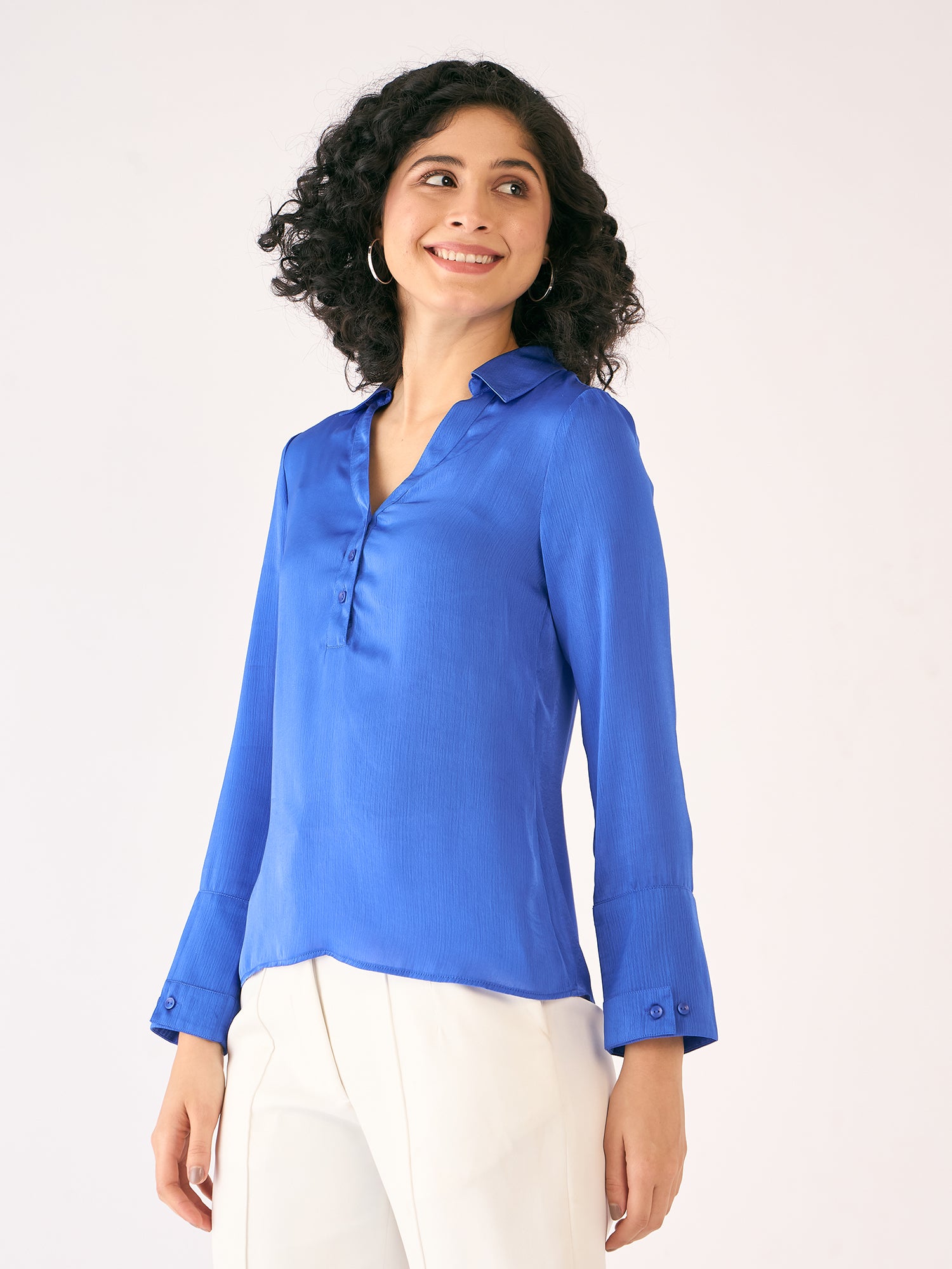 Axiom Collared Top - Blue