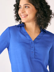 Axiom Collared Top - Blue