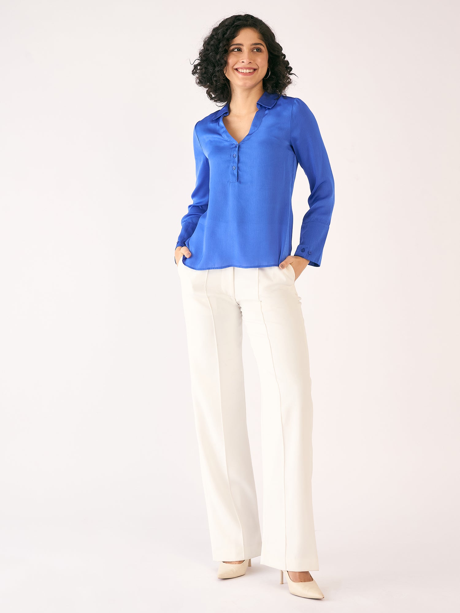 Axiom Collared Top - Blue