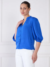 Cuboid Button Down Top - Blue