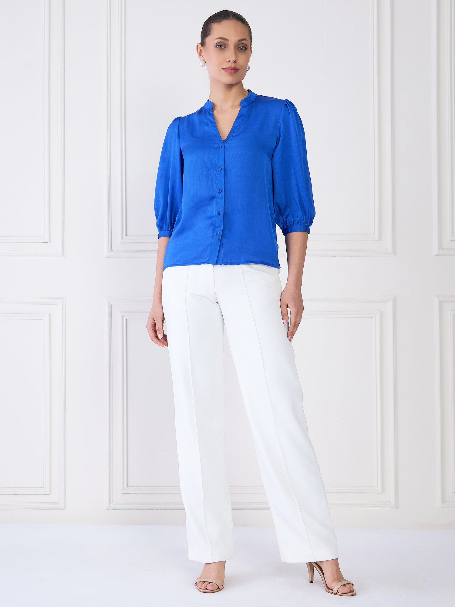 Cuboid Button Down Top - Blue