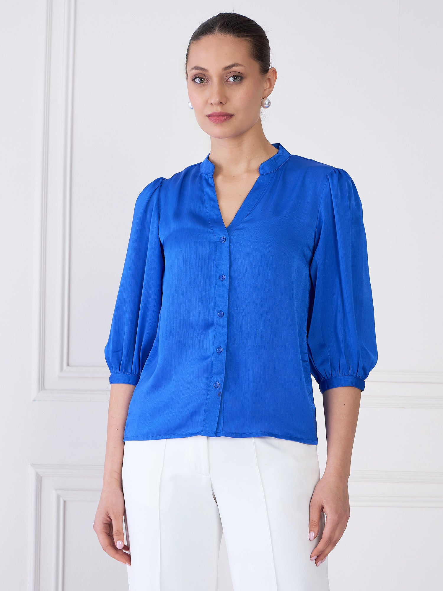 Cuboid Button Down Top - Blue