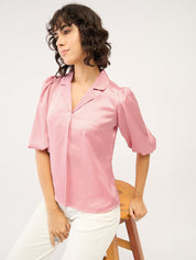 Arc Front Pleat Top - Pink