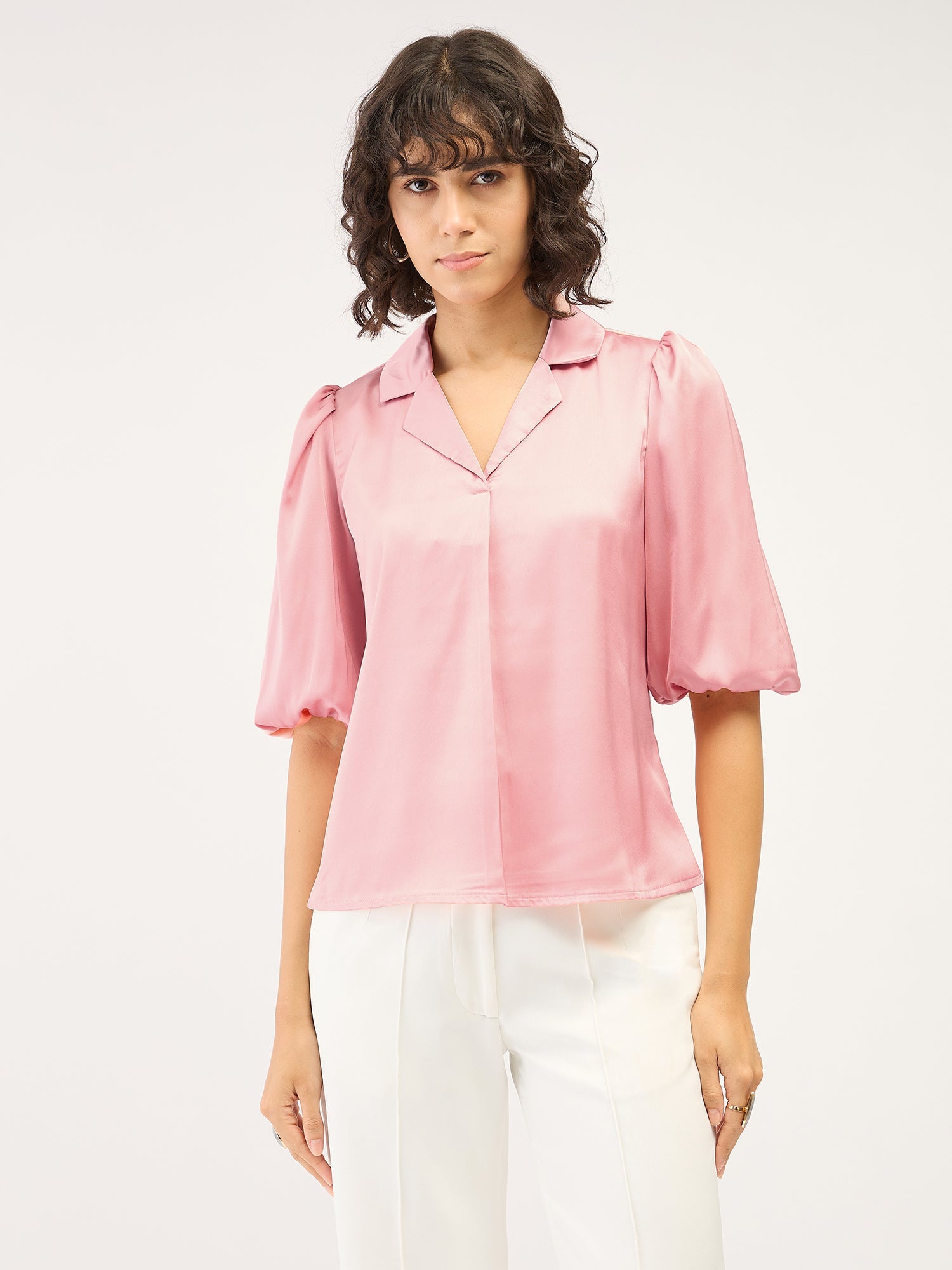 Arc Front Pleat Top - Pink