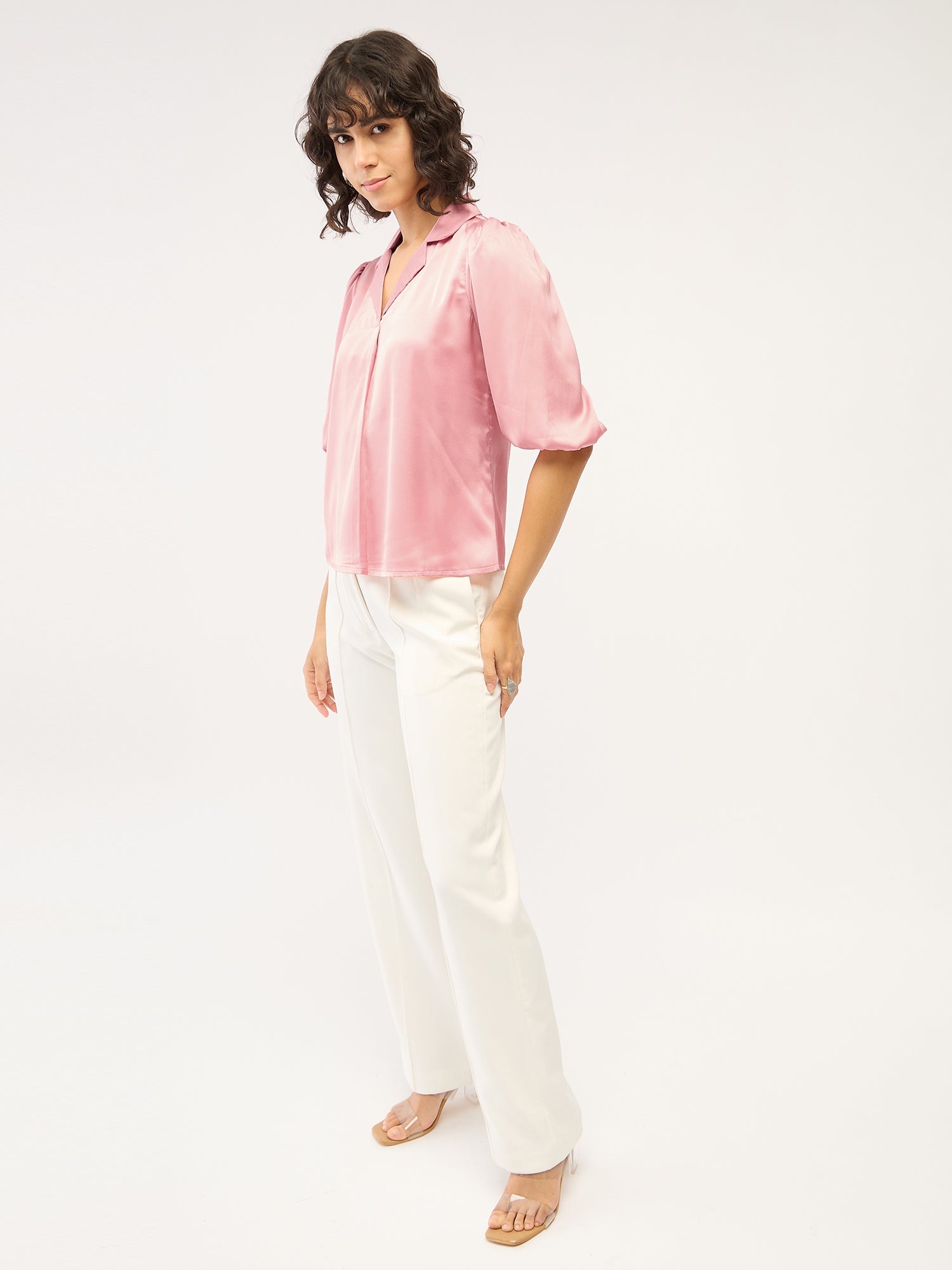 Arc Front Pleat Top - Pink