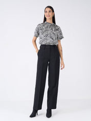 Finley Paisley Neck Tie Top - Black & White