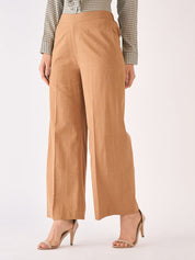 Burro Wide Legged Trousers-Beige Brown