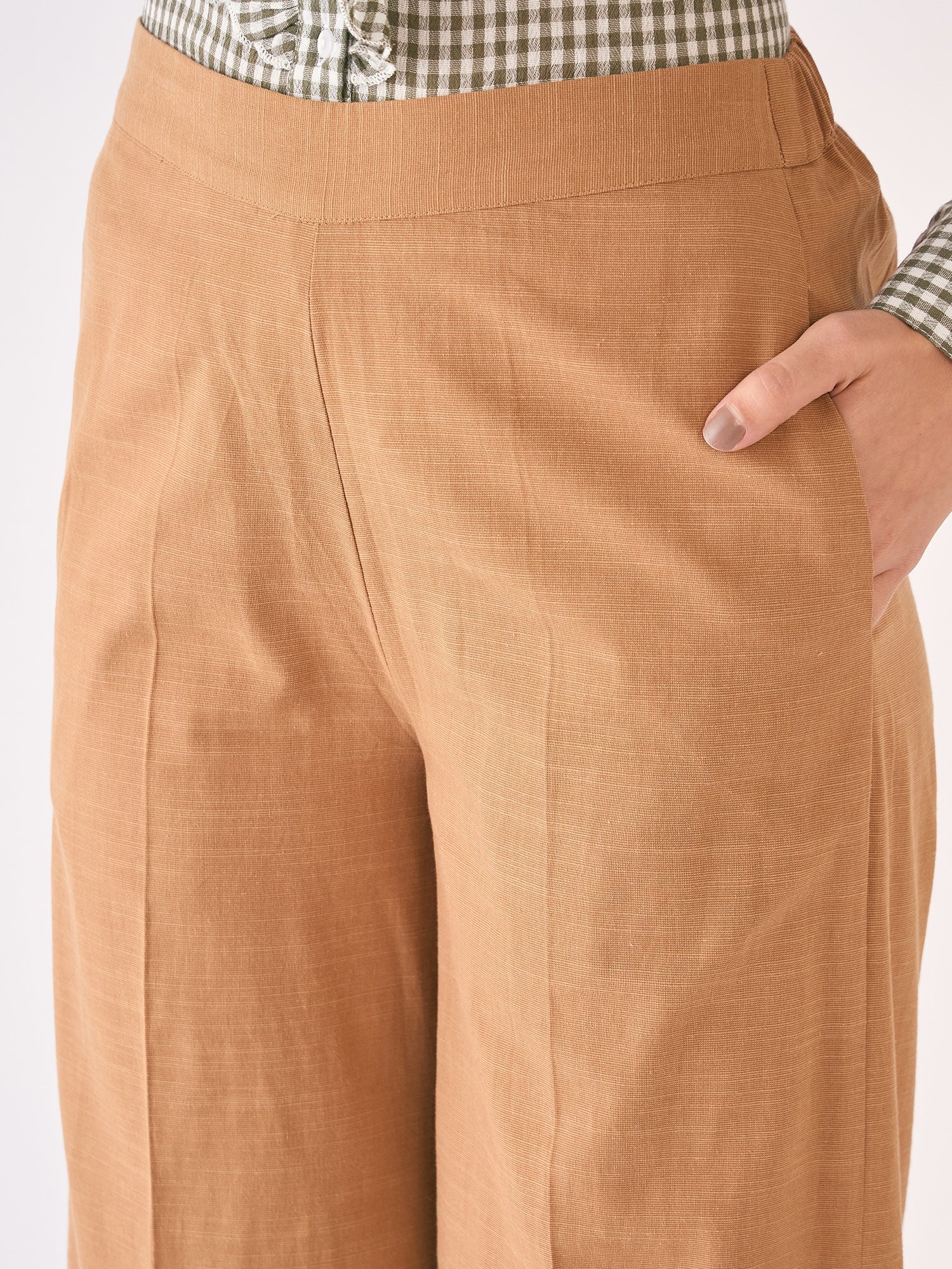 Burro Wide Legged Trousers-Beige Brown