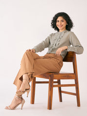 Burro Wide Legged Trousers-Beige Brown