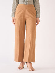 Burro Wide Legged Trousers-Beige Brown