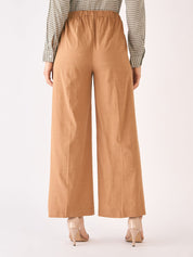 Burro Wide Legged Trousers-Beige Brown