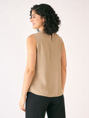 Wheat Front Pleat Top-Taupe