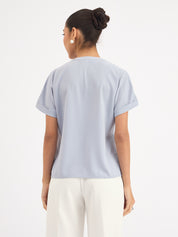 Mulled Wine Pleated Top - Dusty Blue