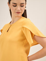 Tiffany Mimosa-Yellow Petal Sleeves Top - Yellow